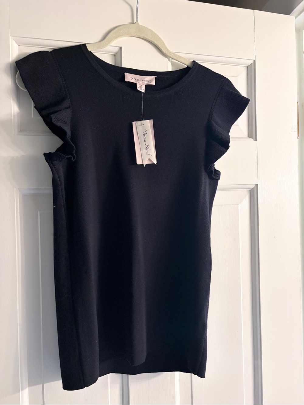 Philosophy Black Ruffle Sleeve Knit Top
